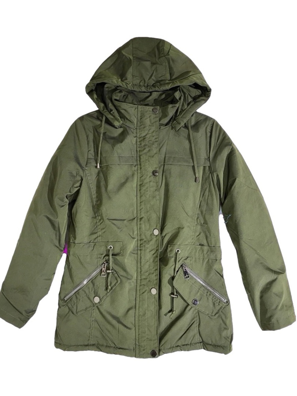 Snobbish Collection Womens hooded Olive Green Parka Jacket